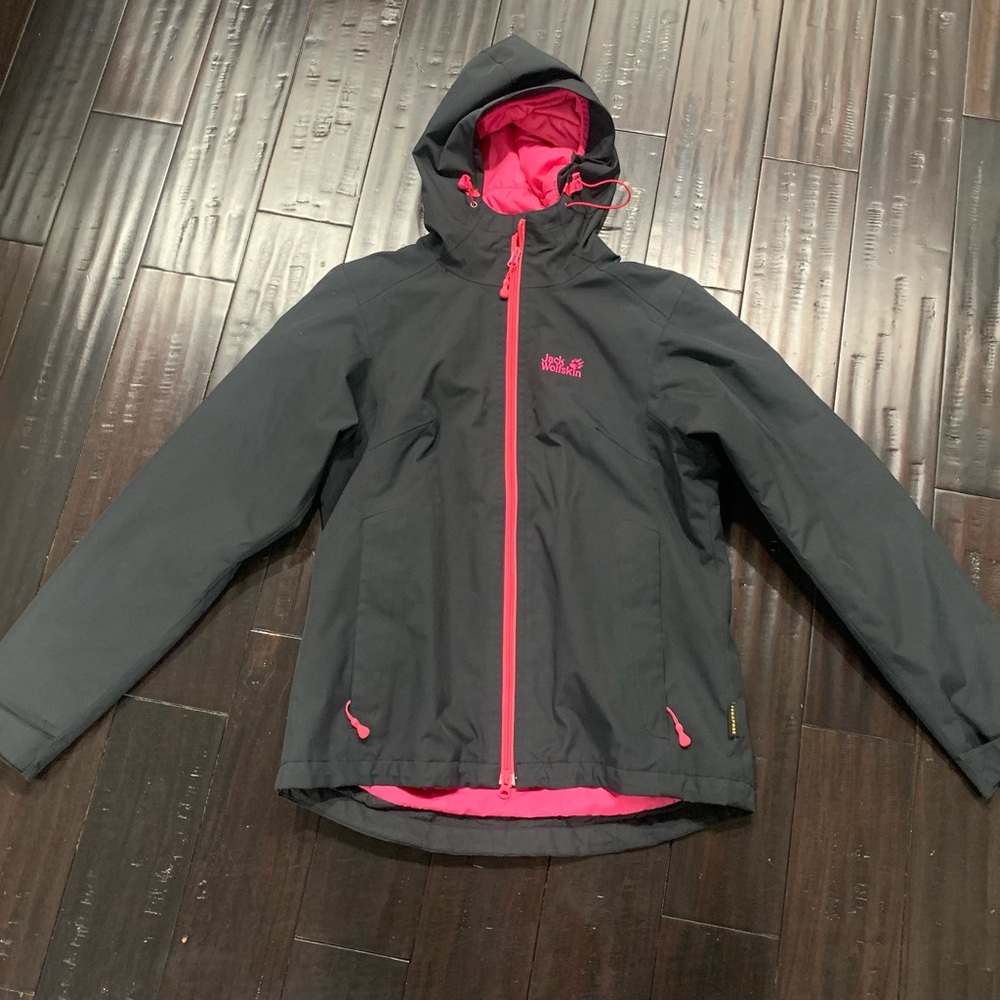 Jack Wolfskin Black and Pink Hooded Jacket